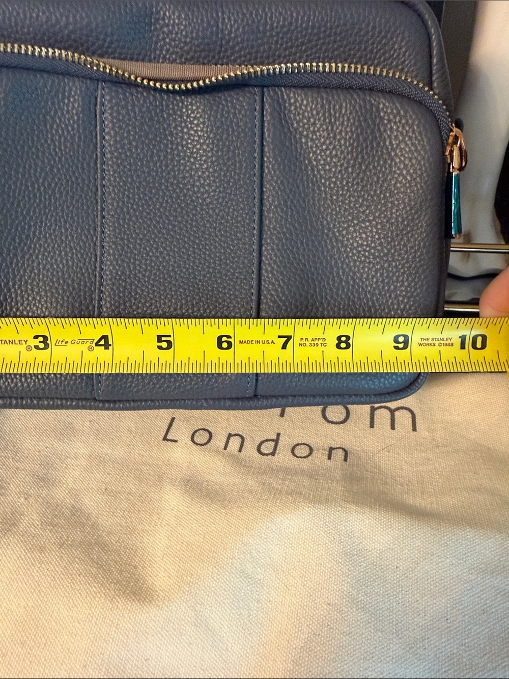Pom Pom Slate Blue Leather Crossbody Bag with wallet Original Plus - Picture 12 of 15